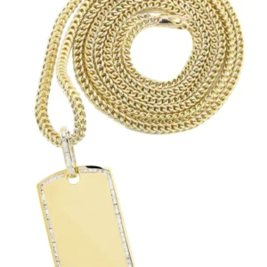 10K Yellow Gold Dog Tag Diamond Necklace | 1.47 Carats