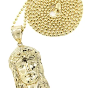 10K Yellow Gold Dog Tag Jesus Piece Chain | Appx. 8.2 Grams