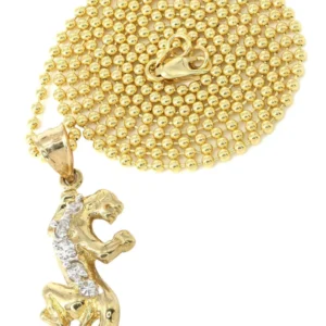 10K Yellow Gold Dog Tag Tiger Necklace | Appx. 9 Grams