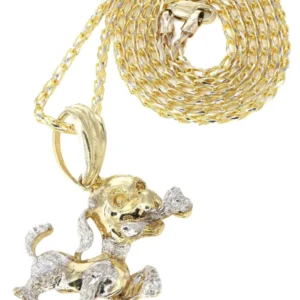 10K Yellow Gold Fancy Link Dog Necklace | Appx. 18.5 Grams