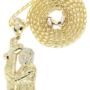 10K Yellow Gold Fancy Link Jesus Piece Chain | Appx. 14.6 Grams