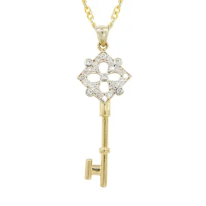 10K Yellow Gold Fancy Link Key Necklace | Appx. 9.3 Gram