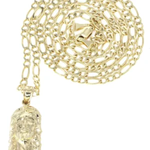 10K Yellow Gold Figaro Jesus Piece Chain | Appx. 6.2 Grams