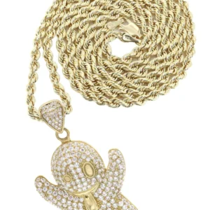 10K Yellow Gold Ghost Emoticon Necklace | Appx. 18.4 Grams