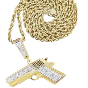 10K Yellow Gold Gun Diamond Necklace | 0.19 Carats