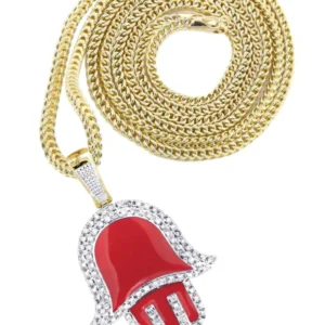10K Yellow Gold Hamsa Diamond Necklace | 0.8 Carats
