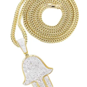 10K Yellow Gold Hamsa Diamond Necklace | 1.09 Carats