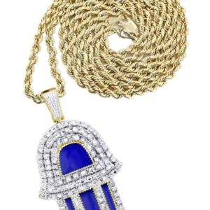 10K Yellow Gold Hamsa Diamond Necklace | 0.76 Carats