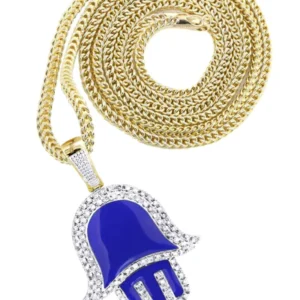 10K Yellow Gold Hamsa Diamond Necklace | 0.8 Carats