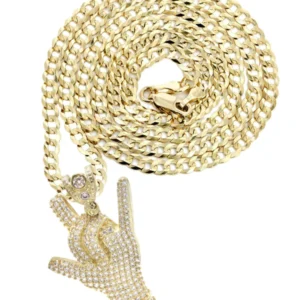 10K Yellow Gold Hand Horns Necklace | Appx. 16.4 Grams