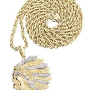 10K Yellow Gold Head Chief Diamond Necklace | 0.39 Carats