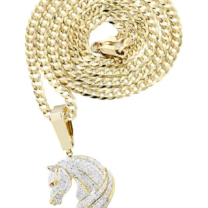 10K Yellow Gold Horse Diamond Necklace | 1.07 Carats