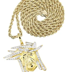 10K Yellow Gold Jesus Diamond Necklace | 0.42 Carats