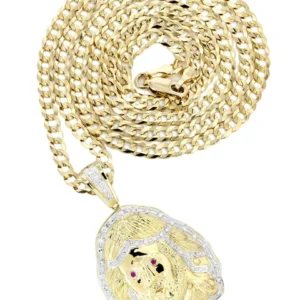 10K Yellow Gold Jesus Head Diamond Necklace | 1.1 Carats