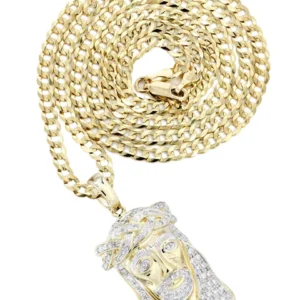 10K Yellow Gold Jesus Head Diamond Necklace | 0.66 Carats