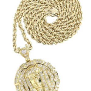 10K Yellow Gold Jesus Piece Necklace | Appx. 18.3 Grams