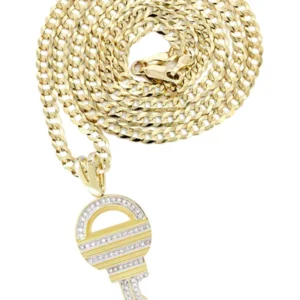 10K Yellow Gold Key Diamond Necklace | 0.55 Carats