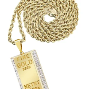 10K Yellow Gold Kilo Bar Diamond Necklace | 0.33 Carats