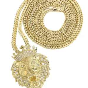 10K Yellow Gold Lion Head Necklace | Appx 22.5 Grams
