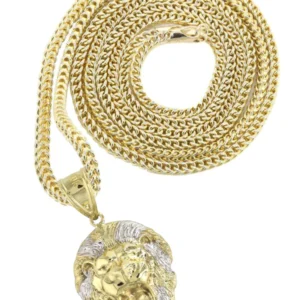 10K Yellow Gold Lion Head Necklace | Appx 13.6 Grams