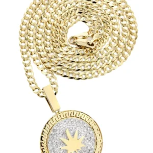 10K Yellow Gold Marijuana Leaf Diamond Necklace | 0.88 Carats