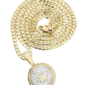 10K Yellow Gold Marijuana Leaf Diamond Necklace | 0.62 Carats