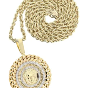 10K Yellow Gold Medusa Diamond Necklace | 1.36 Carats
