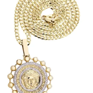 10K Yellow Gold Medusa Diamond Necklace | 1.39 Carats