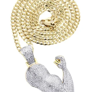 10K Yellow Gold Muscle Arm Diamond Necklace | 0.97 Carats