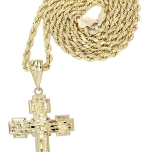 10K Yellow Gold Nugget Cross Necklace | Appx. 13.5 Grams