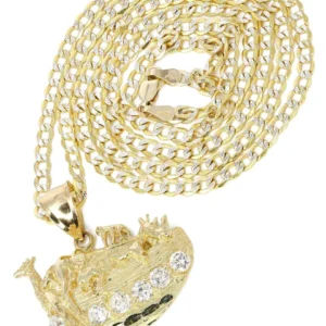 10K Yellow Gold Pave Rain Deer Necklace | Appx. 10.9 Grams