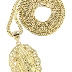10K Yellow Gold Praying Hands Necklace | Appx. 16.1 Grams