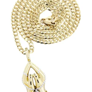 10K Yellow Gold Praying Hands Diamond Necklace | 0.46 Carats