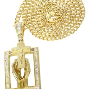 10K Yellow Gold Praying Hands Pendant | Appx. 33 Grams