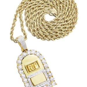 10K Yellow Gold RIP Diamond Necklace | 0.85 Carats
