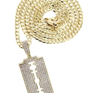 10K Yellow Gold Razor Blade Necklace | Appx. 17 Grams
