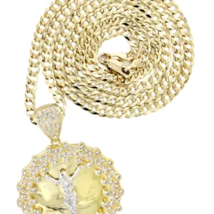 10K Yellow Gold Round Crucifix Necklace | Appx. 17 Grams