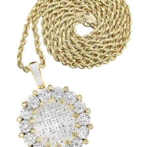 10K Yellow Gold Round Diamond Necklace | 3.08 Carats
