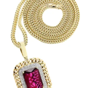 10K Yellow Gold Ruby Diamond Necklace | 1.43 Carats