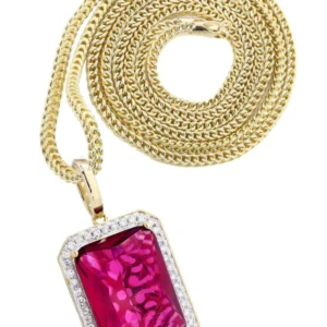 10K Yellow Gold Ruby Diamond Necklace | 1.36 Carats