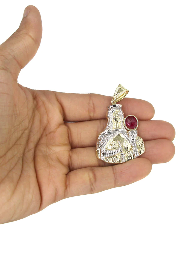 10K-Yellow-Gold-Saint-Barbara-Necklace-with-Ruby-Stone-5.webp
