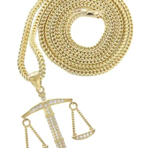 10K Yellow Gold Scales Of Justice Necklace | Appx. 15 Grams