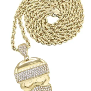 10K Yellow Gold Skull Bandit Necklace | Appx. 20 Grams