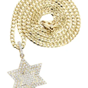 10K Yellow Gold Star Diamond Necklace | 0.68 Carats