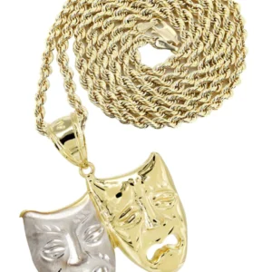 10K Yellow Gold Theater Masks Necklace | Appx. 15.8 Grams