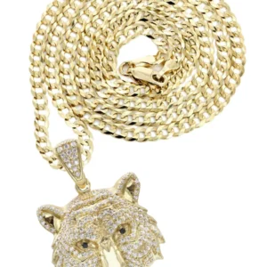 10K Yellow Gold Tiger Head Necklace | Appx. 28.3 Grams