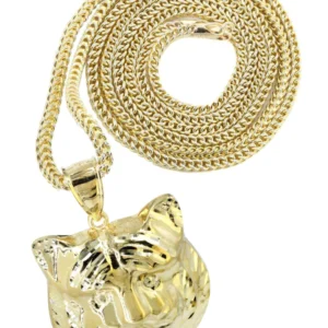 10K Yellow Gold Tiger Head Necklace | Appx. 16.9 Grams