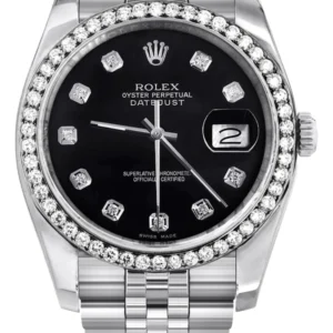 116200 | Hidden Clasp | Rolex Datejust Watch | 36Mm | Black Dial | Jubilee Band