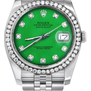 116200 | Hidden Clasp | Rolex Datejust Watch | 36Mm | Green Dial | Jubilee Band