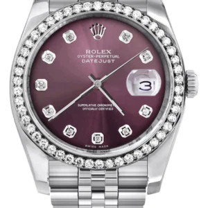 116200 | Hidden Clasp | Rolex Datejust Watch | 36Mm | Purple Dial | Jubilee Band